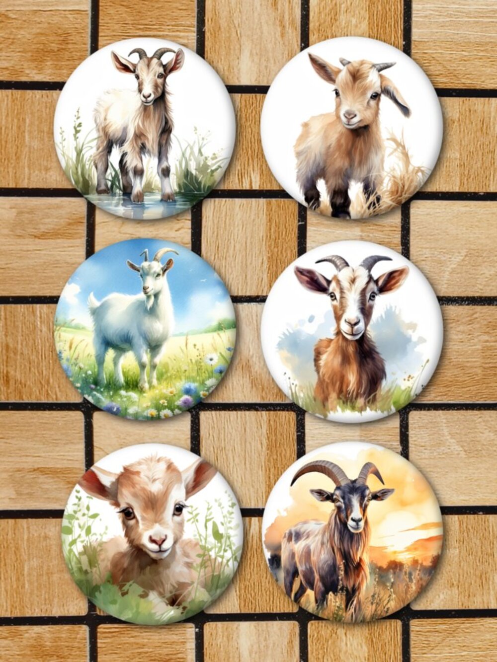 Watercolor Goat Fridge Magnets Set Of 6 Metal Magnets For Home Office Kitchen